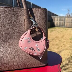 Coach Womens Micro Bag Charm NWT Pink White Star Barbiecore Coquette Mini Purse